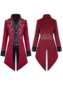 Men Cosplay Clothing - Silver-trimmed Swallowtail Coat In Purple - View 4