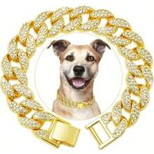 Coleira punk com spikes de 15 mm, colar estiloso para animais de estimação, cravejado com cristais, design ajustável para diversos tamanhos, resistente e que não cai, ideal para cães e gatos. - Multicolorido - Ver 5