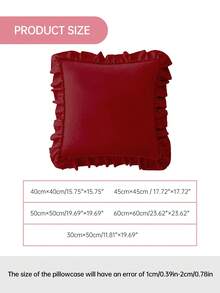 1 pieza Funda de almohada acolchada con volantes de la serie Honeymoon - Hecha de tela de terciopelo de poliéster, funda de almohada con volantes estilo francés romántico (no incluye el relleno de la almohada), cierre de sobre, resistente a las arrugas, lavable a máquina, certificado OEKO-TEX, color borgoña - Burdeos - Ver 3