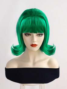 Tóc giả bob màu xanh lá cây tươi tắn với mái bằng, sóng xoăn tự nhiên hướng vào trong, hoàn hảo cho ngày lễ Thánh Patrick, các bữa tiệc, cosplay và diện mạo hàng ngày. - Nhiều màu - Xem 14
