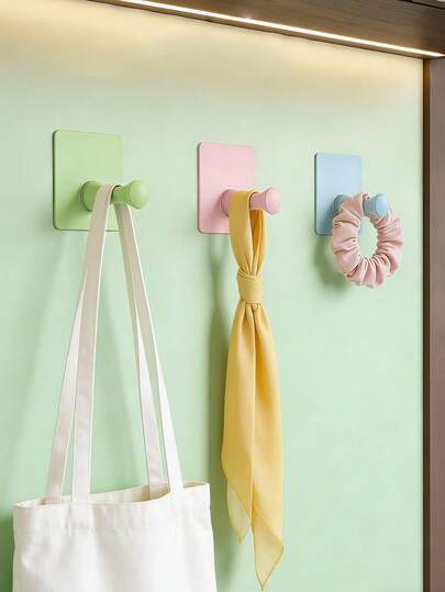 Ganchos de pared autoadhesivos de moda - Fáciles de instalar, sin necesidad de perforar, agarre fuerte para la cocina y el baño, organizador de uso múltiple para el hogar, ganchos prácticos, ganchos de utilidad, adecuados para la cocina, el baño, las puertas - Organizadores colgantes contemporáneos que ahorran espacio
