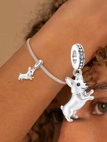 1 pieza Colgante de Chihuahua de Plata de Ley 925, adecuado para hacer pulseras, collares y joyería DIY, y para decoración diaria de las mujeres - Estilo 4 - Ver 1