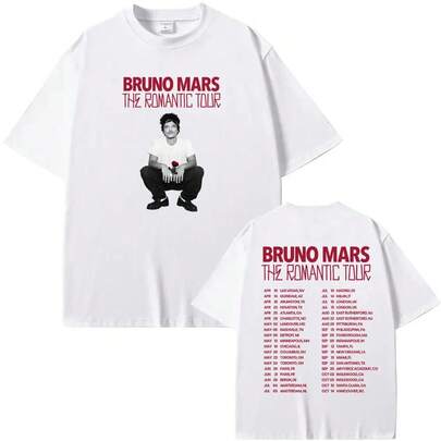 'The Romantic Tour 2026' T-Shirt By American Singer And Songwriter Bruno Mars, High Quality, 100% Cotton.