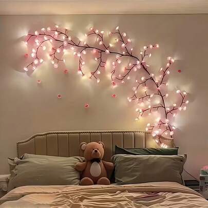 YAIUZGOO 8 Lighting Modes LED Vine Fairy Lights - Vine Lights, Sakura Decor Lights, USB Powered Remote Control Home Decor, Ideal For Weddings, Christmas, Valentine's Day, Thanksgiving And Holiday Parties. Elegant Atmosphere Lighting, Soft Glow, Christmas Decoration