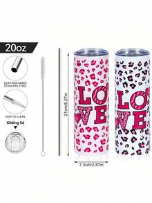 1 Stück neue Leoparden-Muster Edelstahl Vakuumbecher, individuell gestaltbare Valentinstag Tasse, tragbar und leicht zu reinigen, großes Fassungsvermögen - Valentinstag Geschenk, Feiertagsgeschenk, Geburtstagsgeschenk, Party und Outdoor - Verschiedenfarbig - Übersicht 2