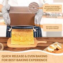 麵包盤帶蓋,不粘烘焙用品適用於烘烤麵包,碳素鋼波紋麵包吐司盒模具帶套適用於烘烤麵包,金色 - 玫瑰金 - 查看 10