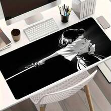 35.4 X 15.7 Inch Japanese Samurai Style Black And White Large Desk Mat, Non-Slip Rubber Bottom Computer Keyboard Mouse Pad, Home Office Gift For Men And Women - View 5
