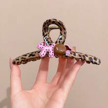 1个豹纹小狗亚克力大号发爪夹，时尚日常佩戴发饰 - 紫紅色 - 查看 6