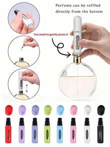 1pc Portable Mini Perfume Atomizer Spray Bottle Set – Refillable Travel Size Fragrance Dispenser For On-The-Go Touch-Ups – Ideal For Carrying Your Favorite Scents In Purses, Pockets, Gym Bags, And During Travel Or Shopping Trips – Leakproof, Easy To Fill, And Perfect For Parties & Everyday Use Back To School Perfume Bottle Accessory For Any Occasion Gift For Women - 1 件黑色 - 查看 10