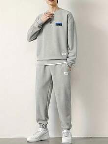 Men Sweatshirt Co-Ords - Light Grey - View 1