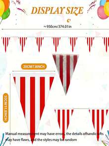 2 Sets Red & White Striped Triangular Flags, Carnival Circus Decorations, Rope-Edged Triangular Decorative Flags, New Year Celebration Supplies, Red & White Striped Triangular Flags (Polyester Material), Suitable For Carnival Circus, Birthday Party, Tent And Outdoor Camping Activities - Raise the Flag - View 7