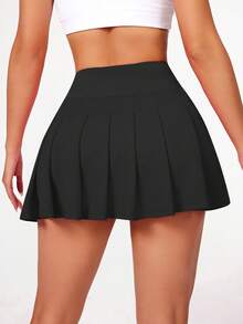 Women's High-Waisted Ruffled Short Skirt For Fitness, Gym, And Comfort In Supplex Fabric - 黑與白 - 查看 5