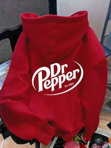 Letter Graphic Cute Women's Oversized Hoodie In Light Grey, Y2K Style Fall/Winter Clothes For Women  Women Winter Clotheshoodie,Christmas Outfit WomenchristmasWomen's Oversized Hoodie - 紅色1 - 查看 2