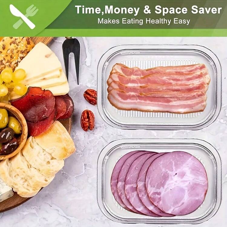 1 Bộ hộp đựng thực phẩm trong suốt, chất liệu PP, hộp đựng thực phẩm tủ lạnh, hộp kín khí có thể xếp chồng lên nhau dùng để đựng bít tết, thịt chín, phô mai, ngũ cốc, v.v., hộp đựng có nắp đậy tiết kiệm không gian cho nhà bếp và tủ lạnh. - Nhiều màu - Xem 4