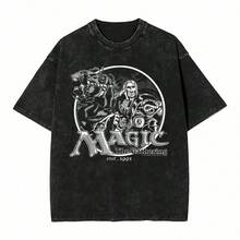Washed T Shirts Magic Games Gathering MTG Hip Hop Novelty T-Shirt Retro Logo Streetwear Summer Tops Tees Men Women - màu đen - Xem 6
