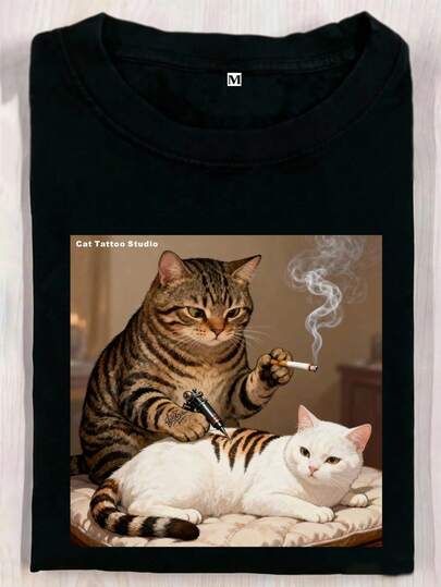 男士T恤，时尚印花图案和水钻设计，优雅短袖轻薄T恤，弹力舒适，百搭