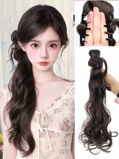 Synthetic Ponytail,Synthetic Hair Bun Ponytail Hair Piece, Claw Clip Bun Hair Clip, Synthetic Fake Buns Hairs Extensions, Hair Accessories For Women Daily Wear