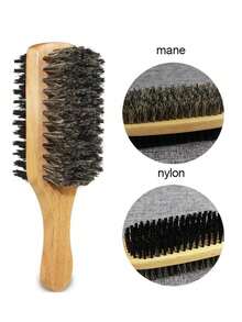 男士猪鬃毛刷，S/M/L码，天然木质波浪形刷头，男士两用胡须梳 - 鬍鬚刷 - 查看 3
