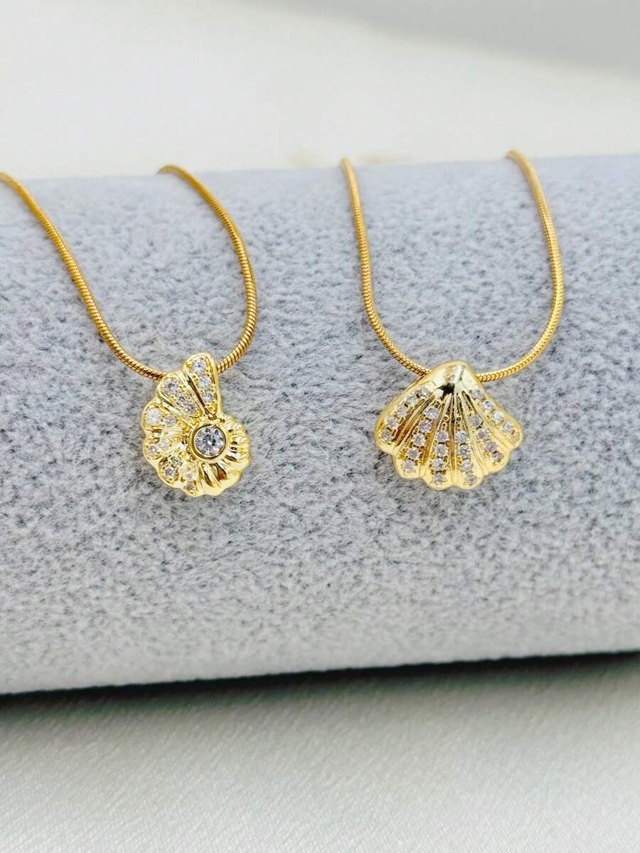 1 chiếc vòng cổ hình vỏ sò phong cách đại dương mùa hè, phù hợp với trang phục mùa xuân/hè của nữ, dây xích hình rắn có thể điều chỉnh độ dài để phù hợp với kích cỡ của bạn. - Vàng - Xem 1