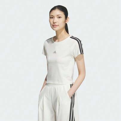 Adidas Áo thun ngắn tay DCE BABY TEE dành cho nữ, kiểu dệt kim không cổ TKS0276