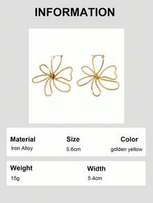 2pcs/Set Handmade Floral Woven Earrings, Suitable For Women's Vacation And Daily Wear - Yellow Gold - View 7