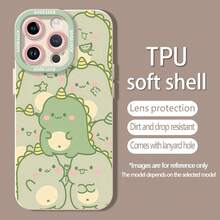 Linda fiesta de dinosaurios verdes con temática pastel.funda de teléfono Fundas compatibles con ,Apple,VIVO,OPPO,,, y Honor.Fabricadas en silicona TPU,ofrecen protección contra golpes y caídas. - Blanco - Ver 5