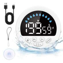 Waterproof Self-Discipline Timer With Suction Cup, Lanyard & Desktop Stand | Water Drop Countdown Display | Multi-Scene Reminder For Bathroom, Bedroom, Kitchen & Workout - White - View 8