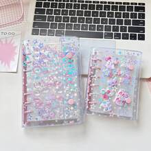 1pc A6/A7/A8 Transparent Double-Ring Binder/Sticker Notebook, Sticker Notebook, Loose-Leaf Binder, Sticker Storage, Pencil Case, Sticker Notebook Binder, Refill Inner Pages, Sticker Notebook, Loose-Leaf Notebook - Multicolor - View 4