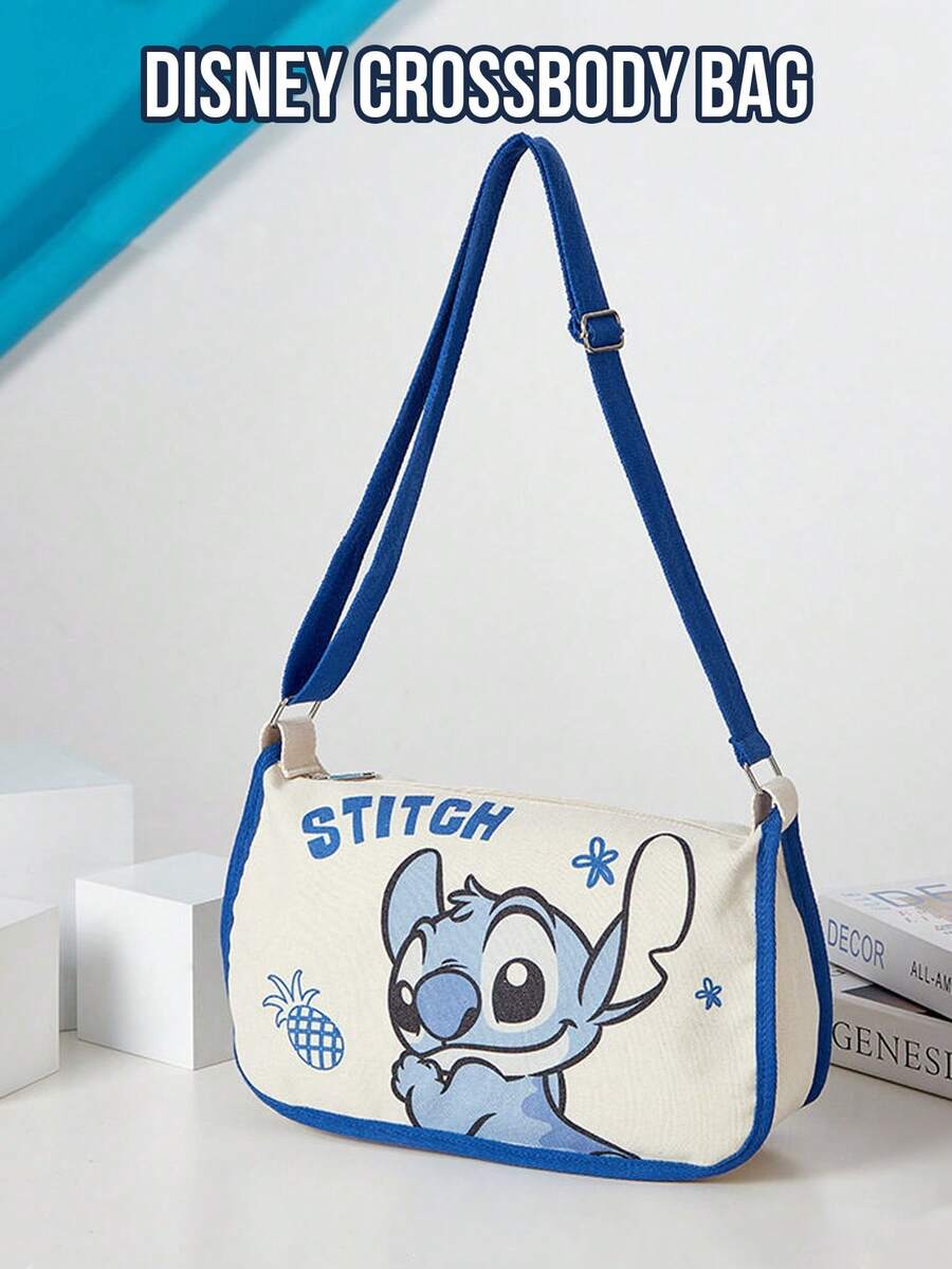 Disney Lilo & Stitch Crossbody Bag for Women & Girls - Cute Canvas Shoulder Purse with Exquisite Stitch Graphic Print, Large Capacity Zipper Closure, Adjustable Strap , Ideal for Casual Daily Use, Travel, School, Shopping, Gifts , Kawaii Anime Inspired pashion Clean
