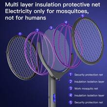YTWO Extendable & Rotatable Electric Mosquito Swatter, Wall-Mounted Rechargeable Mosquito Killer With Lithium Battery, Extended Handle/Rotatable Net For Wider Coverage, Automatic Mosquito Attraction & Fast Killing, Seamless Wall-Mounted Net, Foldable Swatter Head - Multicolor - View 11