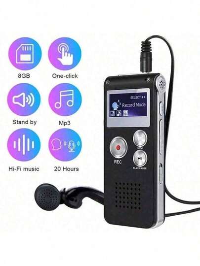 Minigrabadora digital para conferencias - Adecuada para estudiantes, profesores, periodistas | Se necesita un convertidor para conectar teléfonos móviles, 250mAh