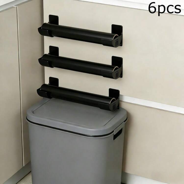 Awaoko 6pcs Wall-Mounted Trash Bag Holder Rack, Suitable For Home Kitchen & Living Room, Hanging Organizer For Cabinet Door, Plastic Storage Box, Versatile Space-Saving - View 9