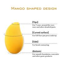 6/12 Pcs Mango Shape Makeup Sponge, Soft Wet & Dry Dual-Use Cosmetic Puff For Foundation, Cream, Beauty Sponge For All Skin Tones, Ideal Makeup Tool For Travel & Daily Use - Yellow - View 5