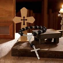 100Pcs Baptism Gift Set In Bulk, Including 25 Black Cross Baptism Gifts, 25 Drawstring Stiff Gauze Bags, 25 Thank-You Kraft Paper Labels, 25 Baptism Party Wedding Supplies Gifts, And White Boxes - View 5