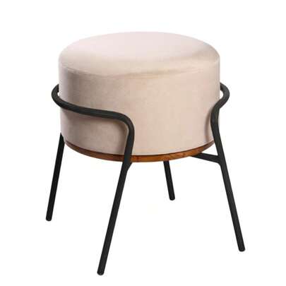 Puff 2 em 1 Mesa e Assento Veludo Tampo Madeira Premium Alta Resistência