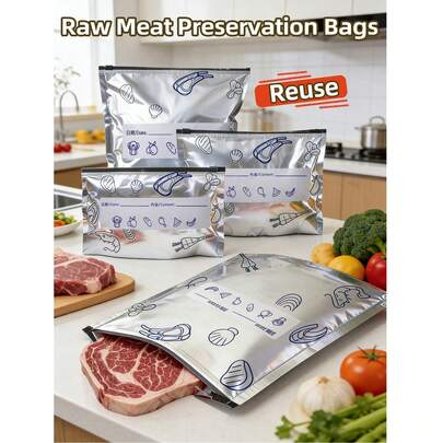 45 piezas Bolsas de almacenamiento de alimentos de aluminio reutilizables - Bolsas de almacenamiento de alimentos de aluminio antibacterianas con cierre hermético, bolsas esenciales para empacar y preservar alimentos en la cocina