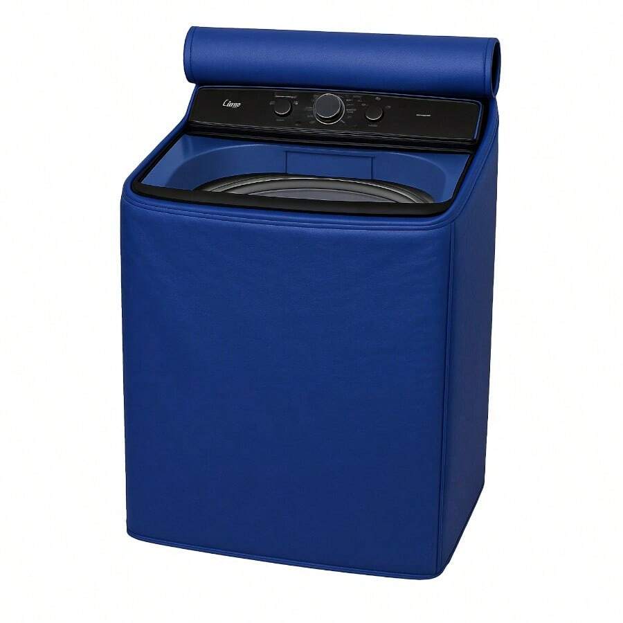 Washing Machine Cover With Silver Zipper Panel, Waterproof And Plush, For Indoor And Outdoor Use, Premium Quality, Durable Up To 6 Years, Compatible With All Brands. - Biru - View 1