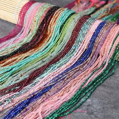 2/3/4毫米天然紫水晶、虎眼石、青金石珠子，镶嵌亮珍珠，可用于DIY项链、手链等首饰制作。