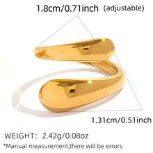 Uself Bộ 1 chiếc nhẫn hình bầu dục bất đối xứng mạ vàng 18K, thiết kế cong mềm mại, thích hợp đeo hàng ngày, hẹn hò, dự tiệc, làm quà tặng, dành cho những người yêu thích phong cách tối giản. - Nhiều màu - Xem 8