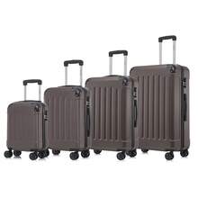 YONSLY 4-Piece Wheeled Suitcase Set With 360° Wheels, Combination Lock, Robust Double Zipper, Mesh Pocket, Soft Rubber Handle, 16/20/24/28 Inch Trolley Suitcase, Hard Shell Carry-On Luggage Set (4-Piece Set, S, M, L & XL) - 棕色 - 查看 8