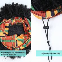 2-In-1 African Fluffy Curly Wig With Bangs, Black/Brown/Golden, Women Synthetic Half Head Wig - Multicolor - View 7