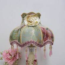 Chụp đèn phong cách cổ điển, chụp đèn vải thủ công kiểu công chúa màu xanh lá cây (không bao gồm bóng đèn), thích hợp cho phòng ngủ, phòng học, phòng khách và các không gian khác. - Chụp đèn vải hình công chúa - Xem 3