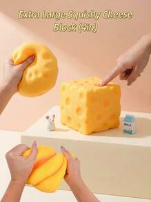 POKOJA LAND 3块装挤压奶酪 - 超大柔软可捏奶酪块 | 恶搞礼物，成人新奇玩具 | 4.25英寸巨型减压球 | 成人感官解压玩具 - 阳光娱乐 - 彩色 - 查看 3