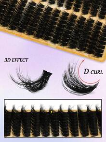 13 filas Rizo D DIY 208 piezas de diferentes longitudes Pestañas individuales agrupadas, extensiones de pestañas voluminosas y esponjosas, pestañas postizas de visón sintético, grupos de pestañas reutilizables, grupos de pestañas, pestañas individuales, pestañas, pestañas postizas - Ver 3