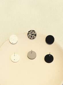 3对波点和豹纹亚克力圆形耳环，个性化陶瓷质感耳环，适合女孩佩戴 - 彩色 - 查看 8