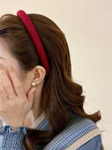 5pcs Women's Knitted Headbands, Colors Include Red, Black, White And Brown. High-End Minimalist Solid Color Headbands, Versatile For Daily Wear, Hairstyles, Makeup, Outfit Matching And Hair Accessories - Multicolor - View 2