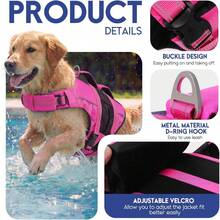 1 pieza Chaleco salvavidas ajustable de alta flotabilidad para perros con tiras reflectantes, dispositivo de flotación durable para mascotas para nadar y navegar, ligero para perros pequeños/medianos/grandes - Morado - Ver 5