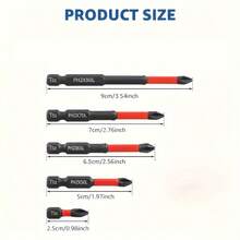 全新磁性防滑钻头套装：S2钢材质，适用于电动、手动和冲击钻，防滑磁性钻头套装 - 25+50+65+70+90 - 查看 2