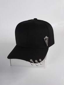 朋克风酷炫金属D形环扣棒球帽，街头风遮阳帽，男女通用款 - 黑色 - 查看 12