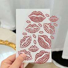 1片3D红色水钻自粘面部宝石，多色水钻唇部、发饰，节日亲吻贴纸，面部宝石，适用于化妆、眼部、头发、身体、嘉年华装饰 - 彩色 - 查看 11
